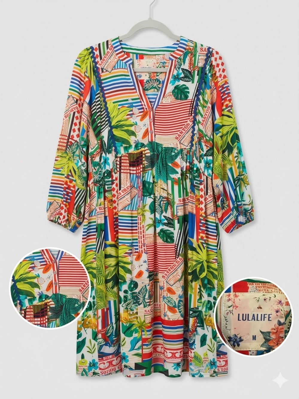 LulaLife Multicolor Tropical Patchwork Dress